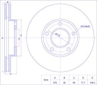 Диск тормозной TG-40206-8H300/RN1180V*Ti•GUAR